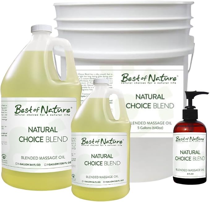Best of Nature Natural Choice Blend Massage Oil – Professional-Grade, Lightweight & Non-Greasy Moisturizing Oil for Massage Therapy, Spa & Home Use, Gallon (128 fl oz)