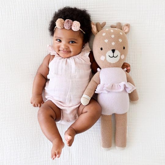 cuddle + kind Violet The Fawn Little 13" Hand-Knit Doll – 1 Doll = 10 Meals, Fair Trade, Heirloom Quality, Handcrafted in Peru, 100% Cotton Yarn