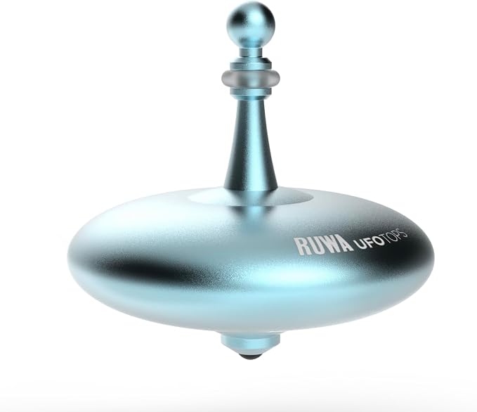 UFO Tops Ruwa - Metal Spinning Fidget Top - Inspired by The 1994 Ruwa, Zimbabwe UFO Incident - Aluminum in Diode Blue
