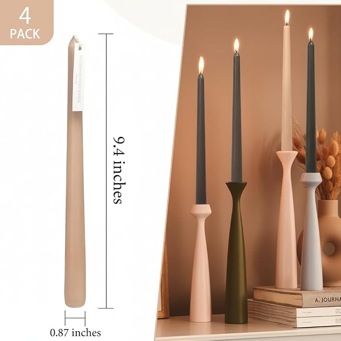 10 Inch Gradient Brown Taper Candles Hand Poured Smokeless Chocolate Coffee Scented Long Tapered Candles for Morning Coffee Ritual Breakfast Table Kitchen Island Café Atmosphere
