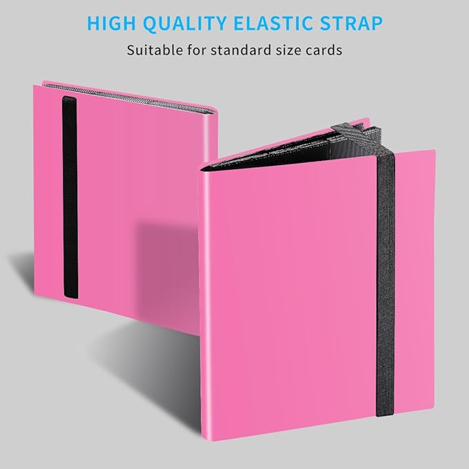 Card Binder, 360 Pockets Upgraded Trading Card Binders, Cards Collection Binder 9 Pocket, Side Loading Yugioh Binder Book Holder for MTG, TCG, Sport, Football, Baseball Collector Cards - Rose red