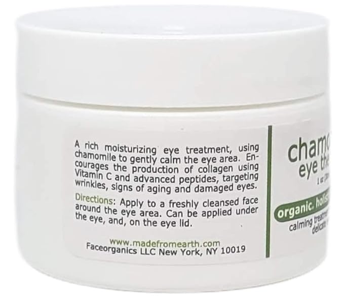 Chamomile Organic Eye Cream - Anti Wrinkle Treatment with Avocado and Vitamin C, 1 oz