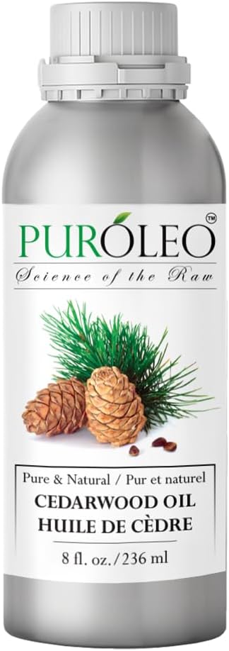 PUROLEO Cedarwood Essential Oil 8 Fl Oz/236 ML (Packed in Canada) 100% Pure & Natural Cedarwood Oil for Aromatherapy, Relaxation, and Skin Care - Cedarwood Oil for Diffuser