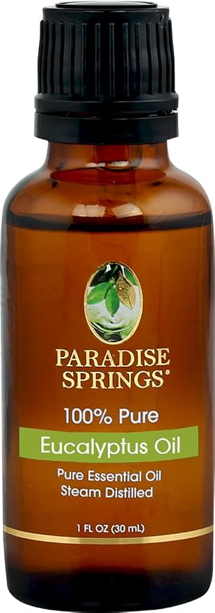 Paradise Springs Eucalyptus Essential Oil, 100% Pure and Natural Eucalyptus Essential Oil for Diffusers for Home Aromatherapy, Massage, Humidifiers, 1oz (30ml)