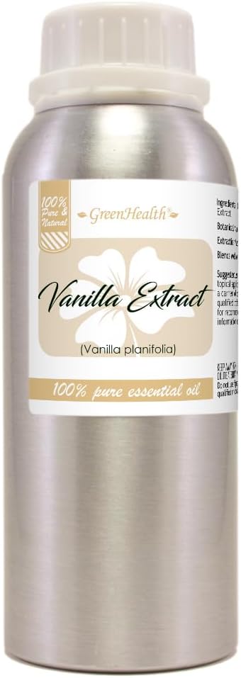 Vanilla Extract – 8 fl oz (237 ml) Aluminum Bottle w/Plug Cap – 100% Pure Essential Oil – GreenHealth