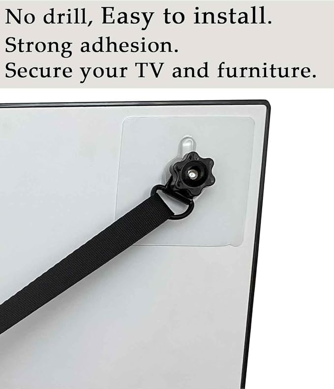 1 Pack Adjustable TV Safety Straps, No-Drill Anti-Tip Furniture Anchors for Baby Proofing, Flat Screens Fix to Wall,Cabinet,Stand Or Desk, Earthquake Straps