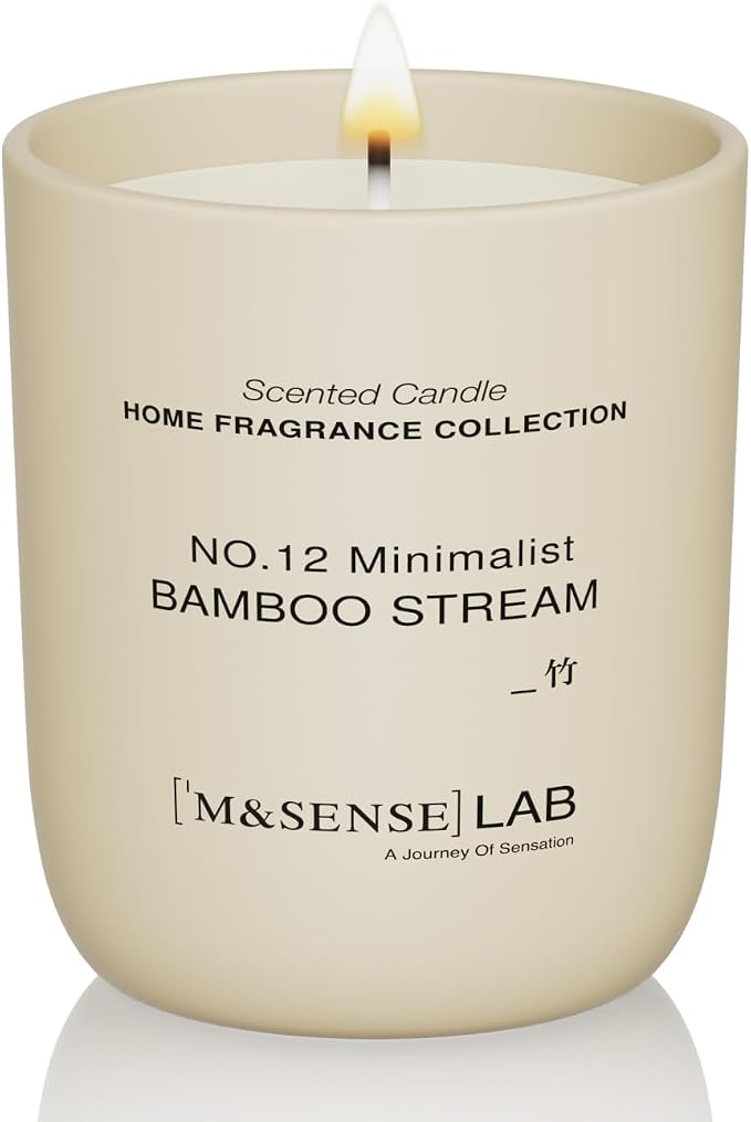 M&SENSE Natural Soy Candle| Bamboo Stream | 5.3 oz | Mini Spring Scented Candles for Relaxation, Valentines Day Gift, Home Décor | for Bedroom, Office, Small