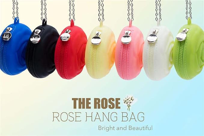 Adorable Pink Peri - Menstrual Period Cup Case Storage Bag | Rose Design + Silicon Material | Easy to Carry, Clean, and use | Metal Chain Attached | Multi-use for Any Small Items - Blue