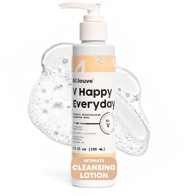 V Happy Everyday Intimate Wash Cleansing Lotion | Gentle Soap-Free pH Balance Feminine Wash for Daily Care with BioticV+ & Aloe Vera | Soothes Irritation & Odor 5.2 Fl Oz