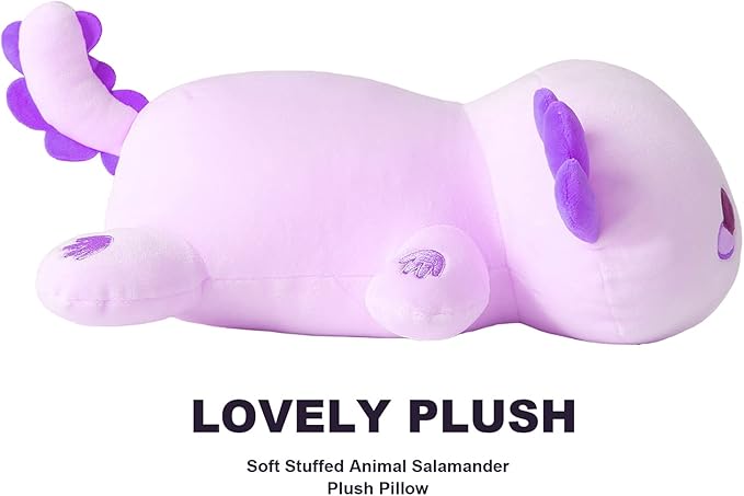 Onsoyours Cute Axolotl Plush, 19" Soft Large Stuffed Animal Salamander Big Plush Pillow, Kawaii Plushie Toy for Kids (Pruple Axolotl, 19")