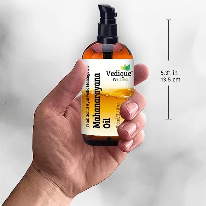 VEDIQUE Remedies Mahanarayana Oil | 100ml (3.38 fl oz) | Over 50 Herbs | Classical Ayurvedic Massage Oil for Muscles & Joints | Vata Balancing | All Natural