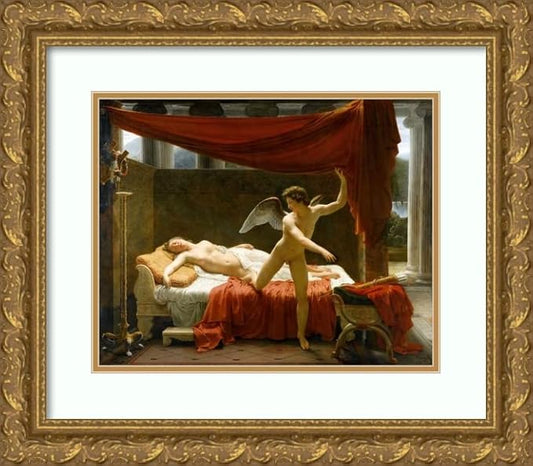 ArtDirect François-Edouard Picot 18x15 Gold Ornate Frame and Double Matted Museum Art Print Titled: Cupid and Psyche (C.1817)