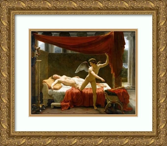 ArtDirect François-Edouard Picot 24x20 Gold Ornate Framed and Double Matted Museum Art Print Titled: Cupid and Psyche (C.1817)