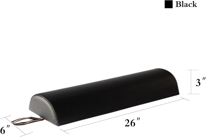 Master Massage 6 Inch Semi Round Bolster Table Cushion Pillow Black