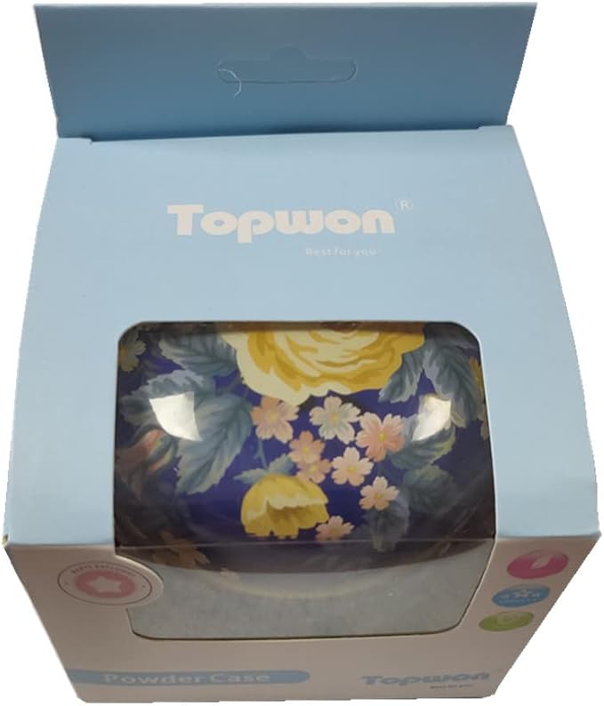 Topwon Powder Case with Powder Puff for Body Powder Container Dusting Powder Case for Baby&Mom (Flower)