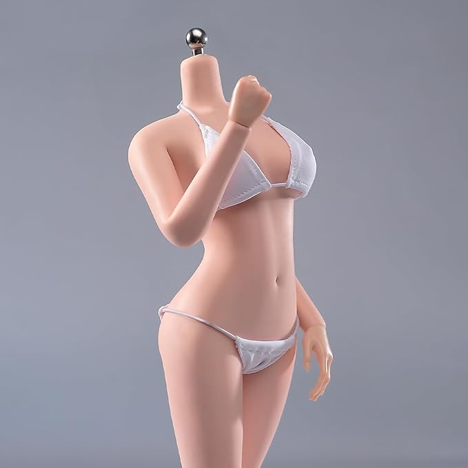 1/6 Scale Female Action Figure Body, 12 inches Seamless Flexible Action Figure Body Model with Detachable 5 Pairs Hand Gesture Shapes (Pale Skin)