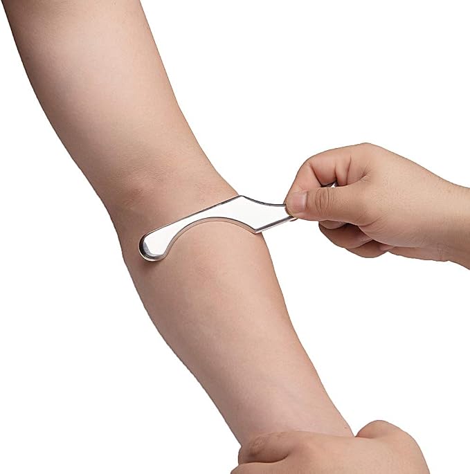 Stainless Steel Gua Sha Scraping Massage Tool - IASTM Tools Great Soft Tissue Mobilization Tool,Therapy Used for Back, Legs, Arms,Neck,Shoulder (S Shape)