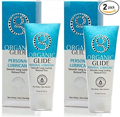 Organic Glide Natural Personal Lubricant, Probiotic Edible Lube. Parabens, Glycerin, Flavorings Free - for Men Women and Couples. Best for Menopause and Sensitive Skin (2 Pack)