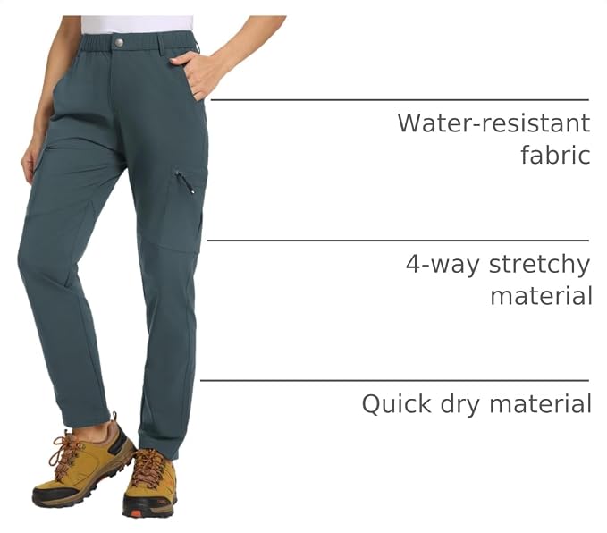 TBMPOY Women's Hiking Cargo Pants Lightweight Water Resistant Quick Dry Fishing Camping Travel Work Pant with 6 Pockets