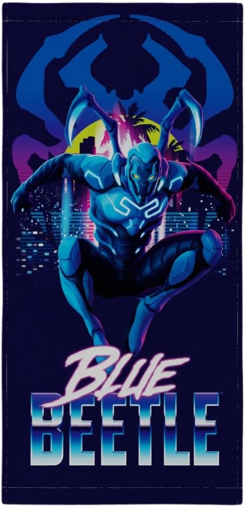 Blue Beetle Kids Super Soft Cotton Bath/Pool/Beach Towel, 58 in x 28 in, (Official Licensed Product) by Franco