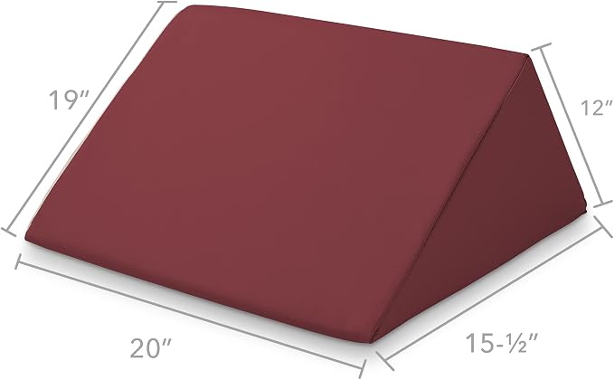 Saloniture Triangle Wedge Massage Table Bolster Under-Knee Pillow, Extra Large - 19 x 12 x 20 x 15.5 Inch - Burgundy