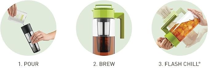 Takeya Flash Chill Iced Tea Maker - Versatile Tea Brewer for Loose/Bagged Tea - Patented Flash Chill Tech Hot/Cold Use BPA-Free Tritan Dishwasher Safe - Airtight Lid Made in USA - 2 Quart/Blueberry