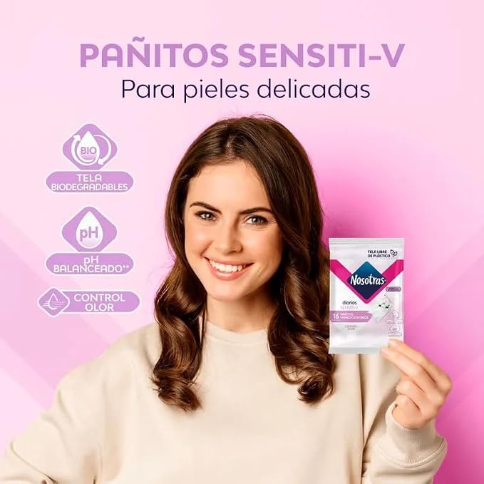 Nosotras Feminine Wash Set Intimate Soap Sensiti-V | Kit Jabon Intimo y Pañitos Humedos Sensiti-V Extracto de Algodon Colombia (6.76oz - 200ml)