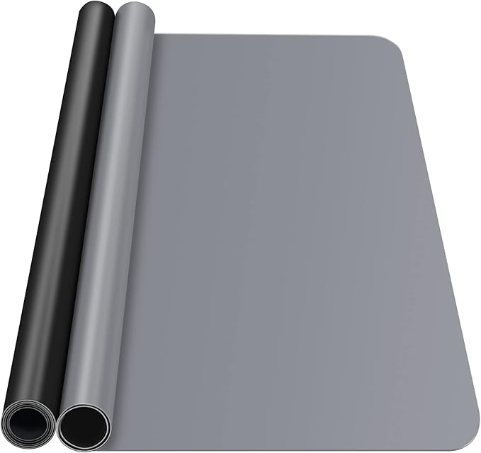 Silicone Mat, IKOCO 15.7"x 11.8" Silicone Craft Mat for Playdough A3 Large Nonstick Resin Molds Sheets for Epoxy Resin Jewelry Casting, Black and Grey