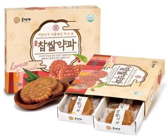 Ho Jeong Ga Korean Traditional Sweet Rice Yakgwa 490g (14 Pieces) – Premium Honey Cookies, Chewy & Soft Korean Dessert Snack, Individually Wrapped, Made in Korea