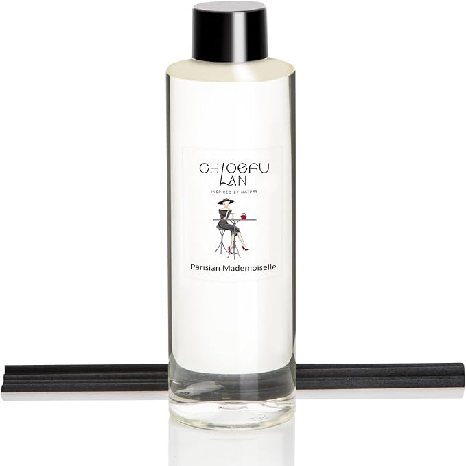 Parisian Mademoisellt Scented Oil Diffuser Refill 6.76 fl oz, Natural Essential Oil, Elegant Floral for Bedroom & Vanity, Best for SPA and Home, 0% Alcohol, Promote Sleep & Relieve Stress