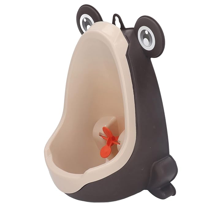 Frog Potty Training Urinal, Cute Frog Shape Cute Toddler Urinal Potty Training Urinal for Boys with Funny Aiming Target (Coffee)