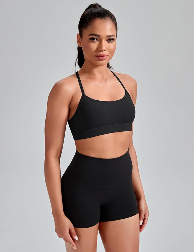 HeyNuts to Freest Womens Y Back Sports Bra, Spaghetti Strap Racerback Low Impact Workout Yoga Tops Padded A-C Cups *Updated