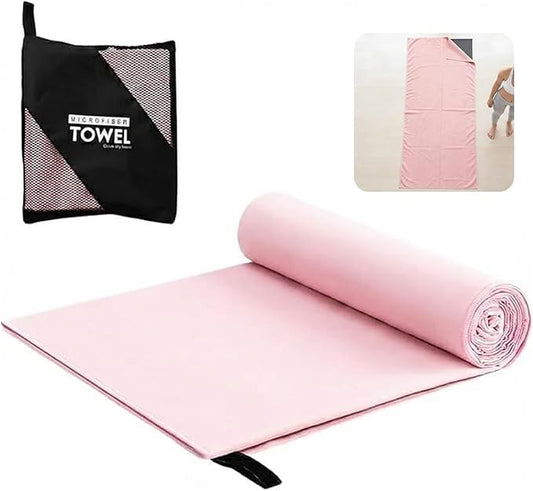Hot Yoga Towel for Mat, Microfiber Yoga Mat Towel 71" x 31.5", Sweat Absorbent Quick Dry, Lightweight Gym Towel with Carry Bag for Yoga Pilates Workout(Pale Pink)