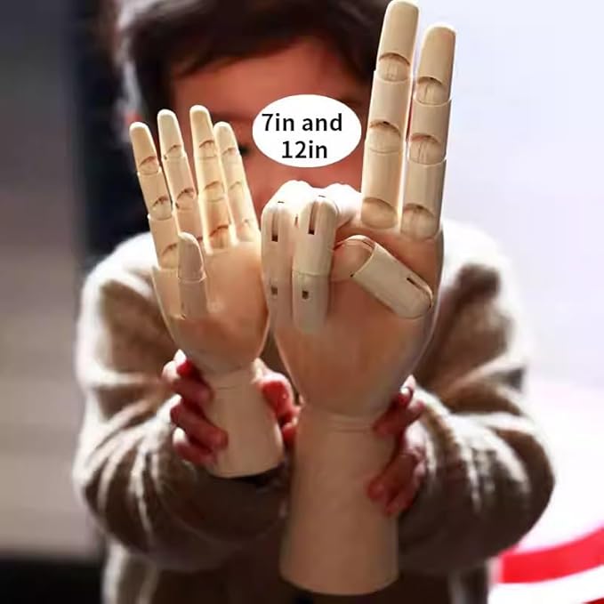 2 Pack 8" Drawing Mannequin,7" Little Hand Model,Artists Wooden Drawing Figure Animation Dolls Figure Supplies Stop Motion Art Manikin Poseable Drawing Tools for Decor,Painting,Sketching,Gifts