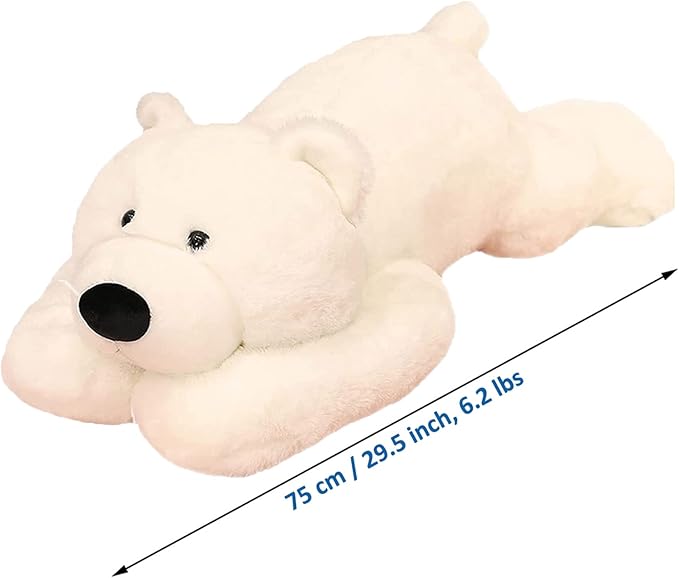 Weighted Stuffed Animals, 6.2 lbs Weighted Polar Bear Stuffed Animal Toy White Bear Plush Animals Throw Pillow Gifts for Boys Girls, 29.5 inch