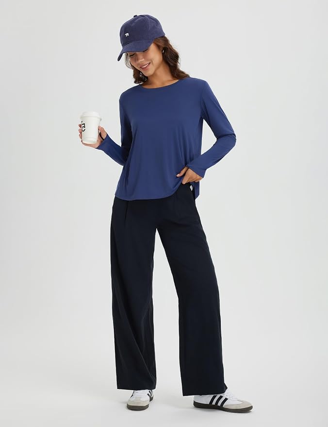 baleaf Women's Long Sleeve Workout Tops Running Sun Shirts Split Back | UPF 50+, Quick Dry, Lightweight, Breathable, Moisture-wicking, SPF, UV, for Athletic, Gym, Hiking, Tennis, Outdoor