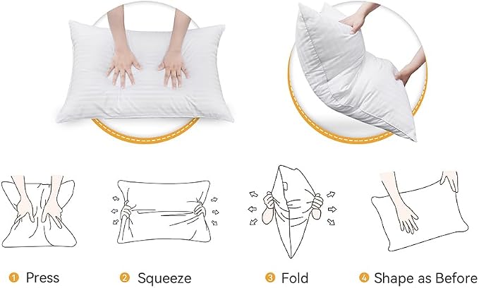 Oubonun King Size Pillows Set of 2, 20 x 36 Inch | Fluffy & Supportive Down Alternative Pillows with Zippered Cotton Cover - Breathable and Cool for All Sleeping Positions
