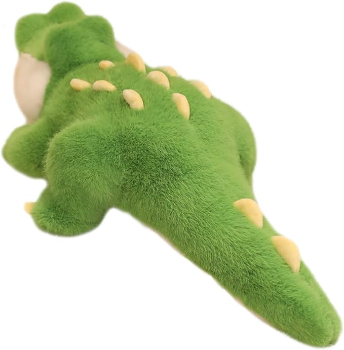 ELAINREN Furry Realistic Crocodile Plush Pillow Soft Green Alligator Stuffed Animal Toy Fluffy Gator Plushie Doll Gifts for Xmas/27.6''