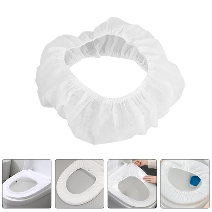 YARNOW 10pcs Disposable Toilet Seat Covers Lightweight Non-Woven Fabric Potty Training Liners and Adults Portable Waterproof Seat Covers for Airplane Trip and Public Restrooms