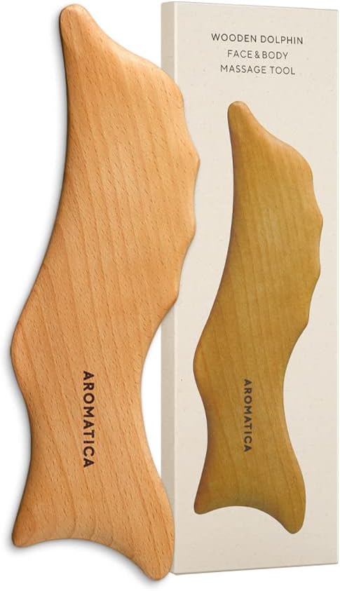 AROMATICA Wooden Dolphin Face and Body Massage Tool | Bosnian Beech Wood Gua Sha Massage Tool | Eliminates Puffiness and Promotes Healthier Body Circulation