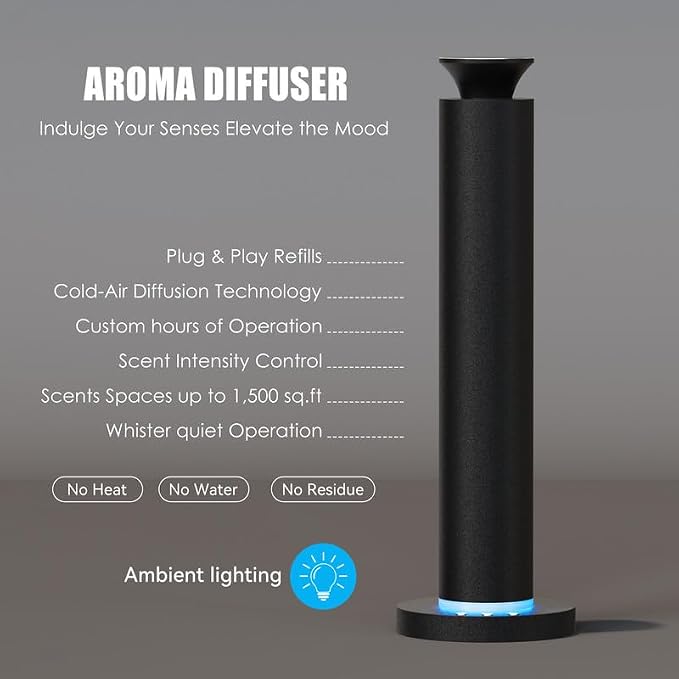 Waterless Scent Diffuser Machine with 4 Lights and Breathing Lights Modes Max Coverage 2500 sq.ft. Essential Oil Diffusers Fragrance Large Room Rechargeable App Remote Control Fruit Green