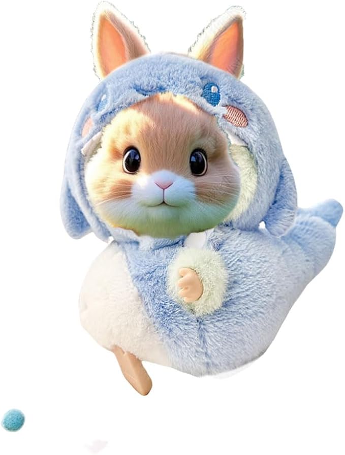 17cm Doll Rabbit Bunny Clothes, Autumn Spring Winter Thick Warm Suit, Super Funny Cute Cosplay Cos Costume Bee Shark Shrimp Dinosaur Suit Outfit for Dress Up -Blue Shark