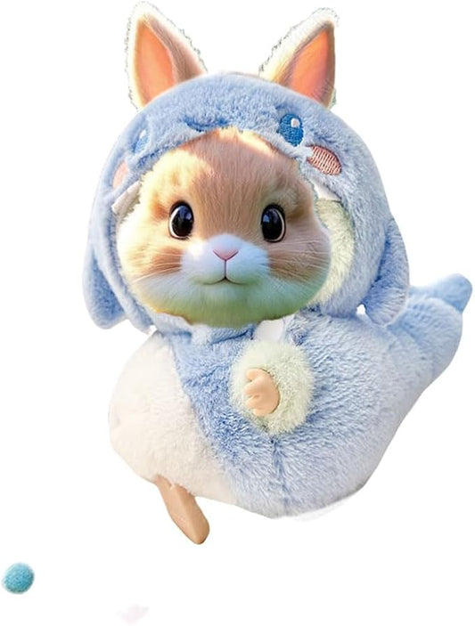 17cm Doll Rabbit Bunny Clothes, Autumn Spring Winter Thick Warm Suit, Super Funny Cute Cosplay Cos Costume Bee Shark Shrimp Dinosaur Suit Outfit for Dress Up -Blue Shark