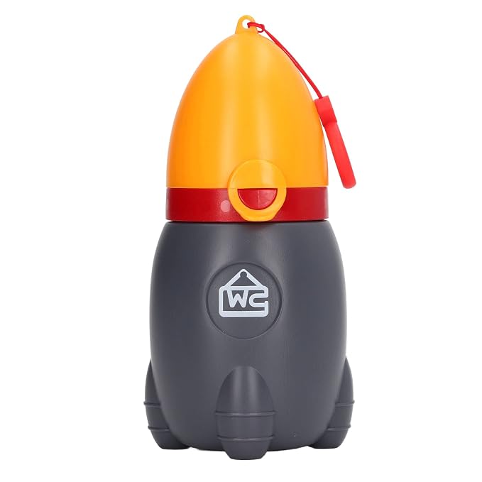 SUNGOOYUE Portable Baby Urinal Leak Proof Travel Potty PP TPE Silicone Triple Seal 19 X 8cm Emergency Car Toilet for Boys Toddler Potty Training Road Trips Outdoor Use (Vibrant Orange)