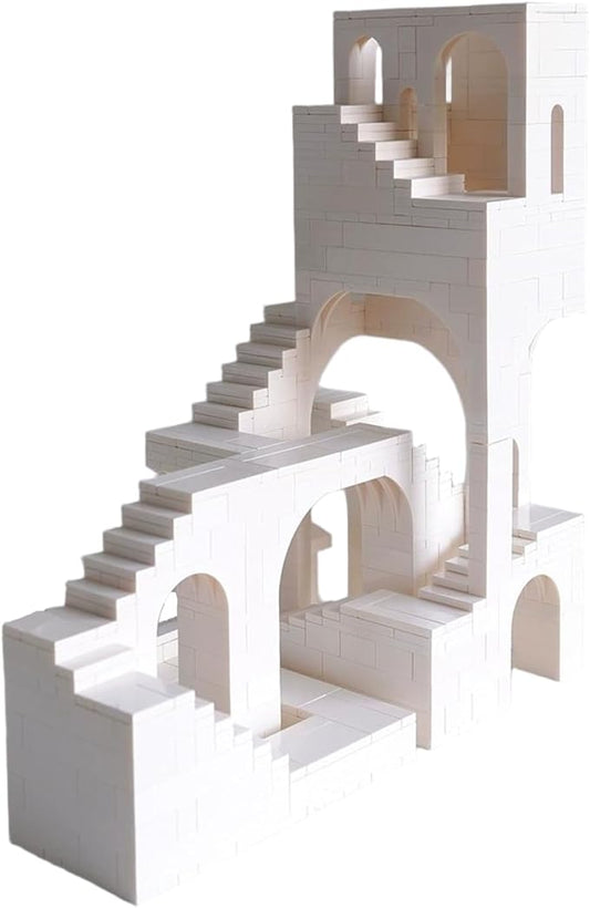 White Steps Castle Building Block，Architecture Building Blocks Suitable for Adults