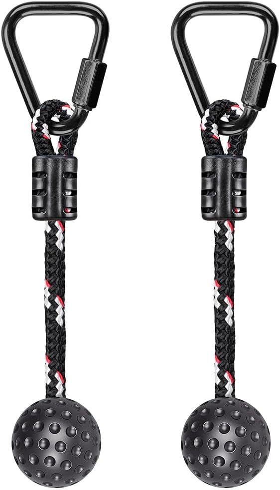 2 Pack Ninja Monkey Bars with Grip Ball 250LB Capacity Obstacle Course Bars with Safety Carabiners Trapeze Swing Bar for Slackline Ropes Swing Set Bars for Kids & Teens Ninja Line, Backyard ( Black )