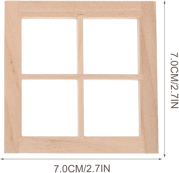 DOITOOL 4PCS Dollhouse Windows 1: 12 Scale Miniature Dollhouse Furniture Window Frame Tiny Wooden Window Models Miniature Window Frames for Dollhouse Decoration