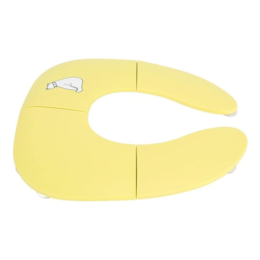 Fafeicy Kids Toilet Training Folding Travel Potty, PP Portable Toilet Cover with Non Slip Suction Cups, Foldable Cartoon Potty Seat for Outdoor Travel and Toddlers 35 X 29cm (Yellow)