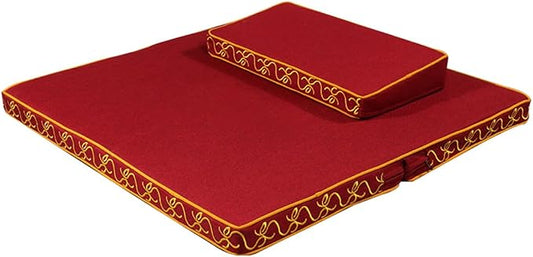 Portable Foldable Meditation Cushion Mat Set with Washable Cotton Linen Cover, Larger Thick Yoga Mat Bolster Floor Pillows Seating for Adults Meditation Accessories red-70CM
