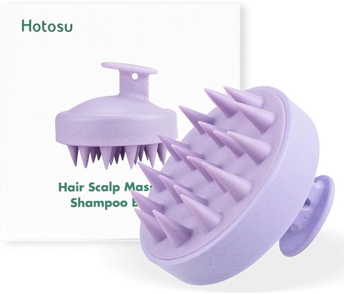 Scalp Massager Brush for Hair Growth – Silicone Scalp Scrubber & Scalp Exfoliator – Manual Scalp Massager Brush for Wet or Dry Use – Hair Massager Scalp Shampoo Brush Tool (Purple)